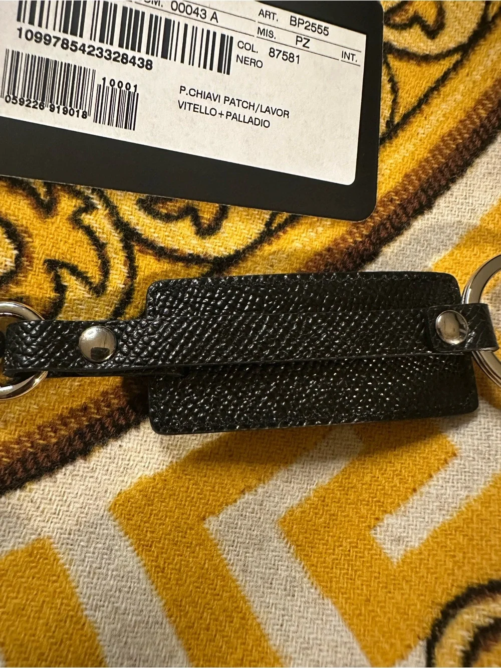 Dolce & Gabbana Black D&G Calfskin Leather Keychain NWT